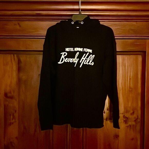 NWOT Men's Hotel Homme Femme Black Graphic Hoodie Size Small - Picture 8 of 8